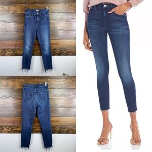 MOTHER Looker High-Rise Ankle Fray Skinny Jeans Cropped Blue Jeans Size 25